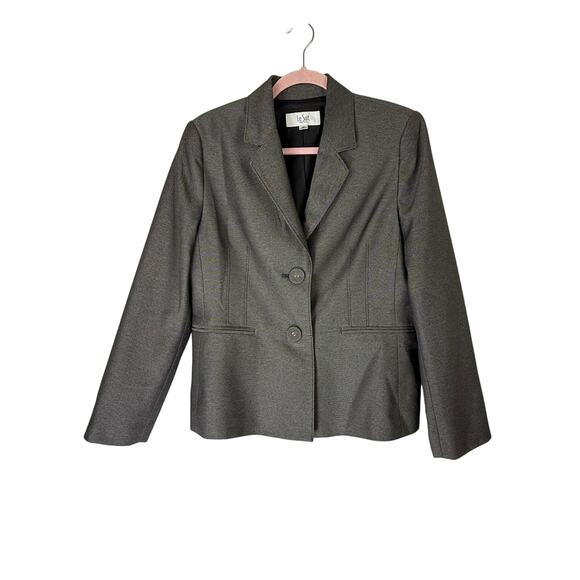 Le Suit Gray Long Sleeve Two Button Career Business Suit Jacket Blazer Size 12P - Picture 1 of 9